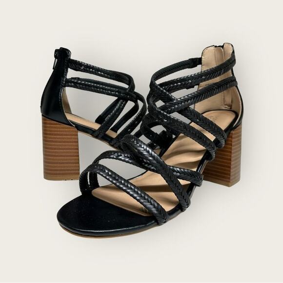 NWOB | Market & Spruce | Strappy Paloma Braided Leather Sandals | Black | 8.5 - Picture 1 of 16